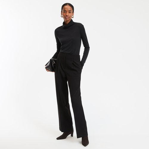 Pantaloni drti a righine nero / grigio da donna | Sandro Paris