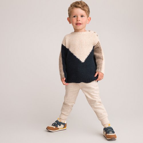 Chunky knit jumper sweater with crew neck multi coloured La Redoute Collections La Redoute