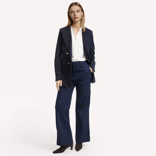 Blazer Femme Theory En Laine Marine - Taille 2 - Occasion Très Bon état - Style Professionnel élégant