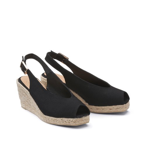 Dosalia canvas slingback espadrilles with wedge heel black Castaner La Redoute