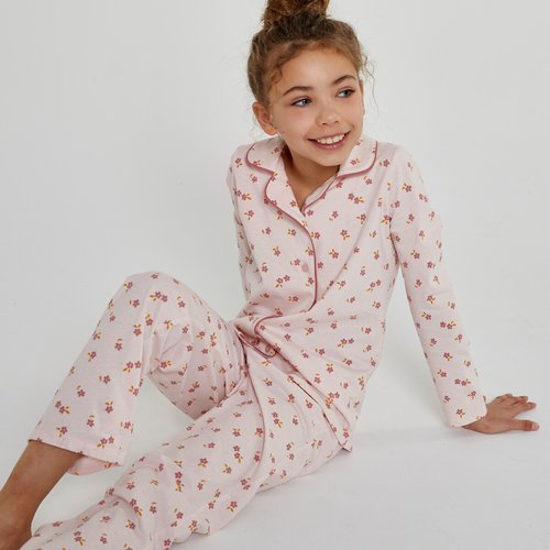 Pyjama de grand pere imprime fleurs rose La Redoute Collections La Redoute