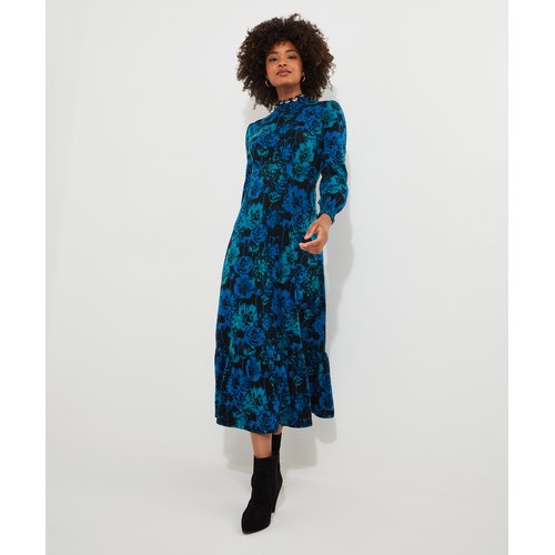 Robe longue a fleurs col montant bleu Joe Browns La Redoute