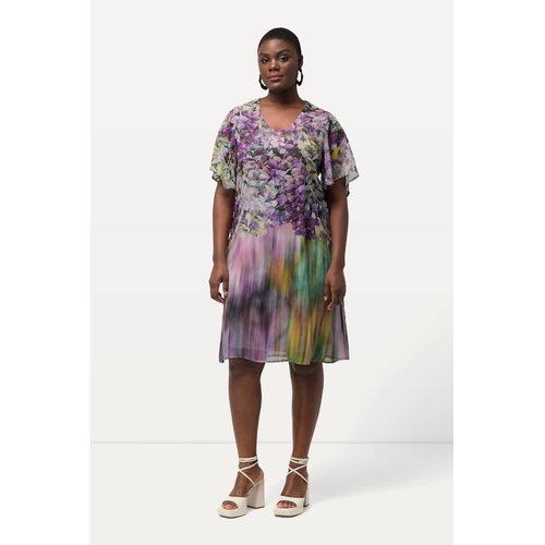 Robe en mousseline. coupe evasee et col en lilas opale Ulla Popken La Redoute