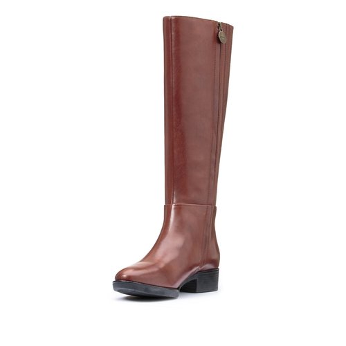 Felicity knee high boots in breathable leather brown Geox La Redoute