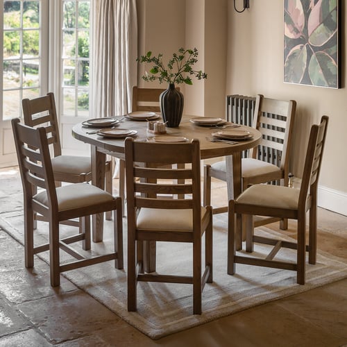 Toledo oak round extending dining table, natural oak, So'home | La Redoute