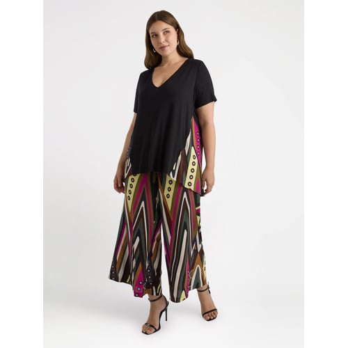 Vestito Lungo In Viscosa LENZING ECOVERO – FIORELLA RUBINO – Scollo A V, Maniche Corte, Curvy Size, Primavera Estate 2025