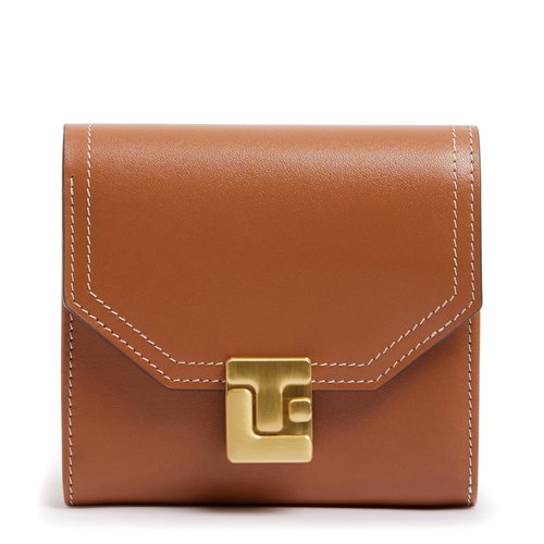 Portefeuille Rose en cuir lisse