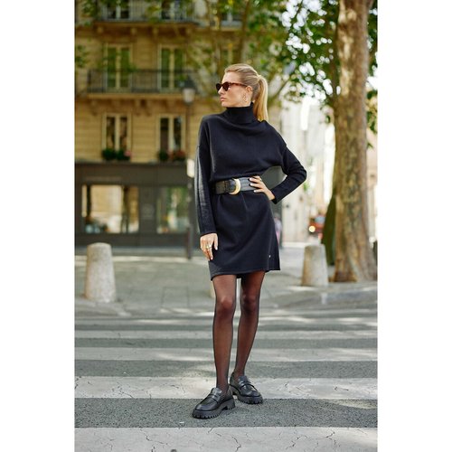 Robe pull a col roule et manches longues siria noir La Petite Etoile La Redoute