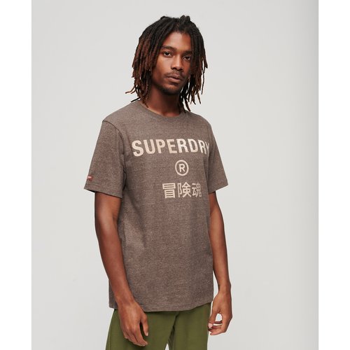 Logo print t shirt with crew neck Superdry La Redoute