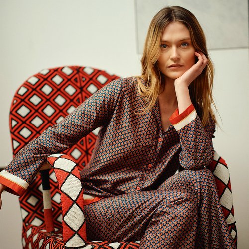 Pyjama col tailleur en satin de coton gabi nuit Laurence Tavernier La Redoute