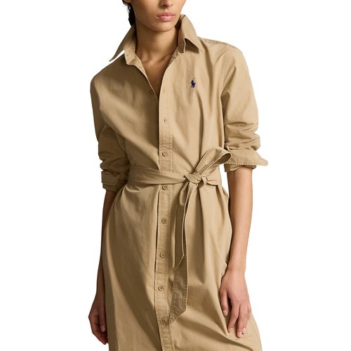 Cotton buttoned shirt dress with tie waist beige Polo Ralph Lauren La Redoute