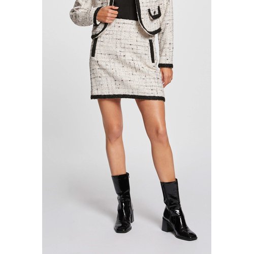 Jupe courte droite tweed ivoire Morgan La Redoute