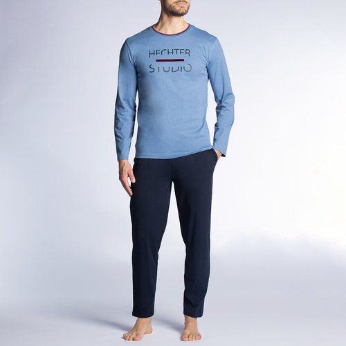 Cotton crew neck pyjamas blue Daniel Hechter Lingerie La Redoute