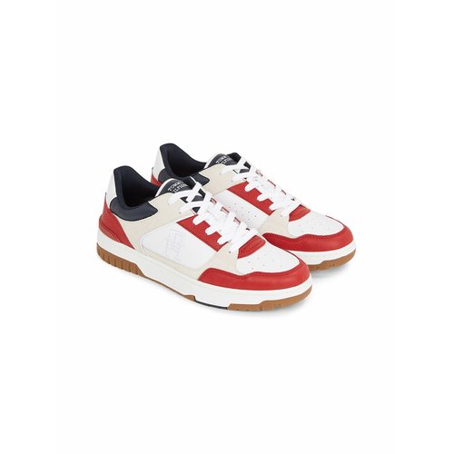 Street block leather trainers white red Tommy Hilfiger La Redoute