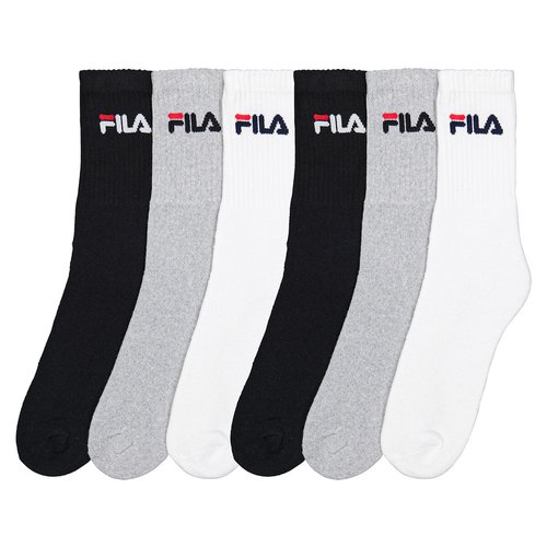 Pack of 6 pairs of crew socks black grey white Fila La Redoute