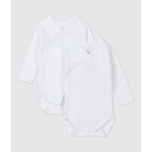 Lot de 2 bodies ouverture croisee Petit Bateau blanc La Redoute