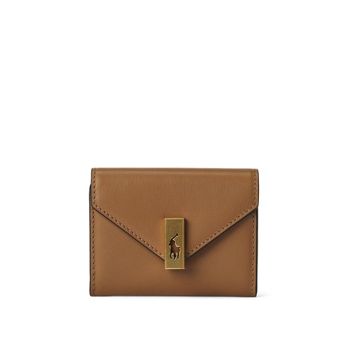 Porte cartes a rabat en cuir lisse noir Polo Ralph Lauren La Redoute