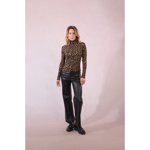 Thin turtleneck jumper in leopard print, leopard print, Molly