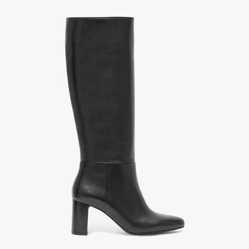 Bottes Bocage En Cuir Noir - Taille 38/39 - Talon Moyen - Occasion Très Bon État