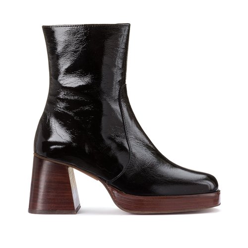 Brigand glossy ankle boots in leather black patent Jonak La Redoute