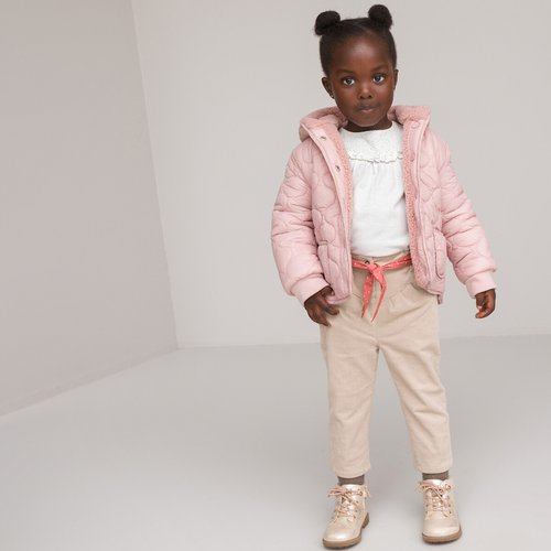 Pink padded jacket with hood top