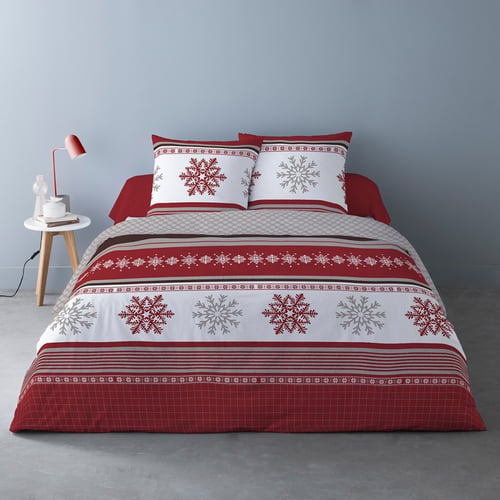 Housse De Couette à Volants Rouges 260x240 - Parure De Lit Style Français Élégante Pour Lit King Size