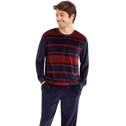 Pyjama long col rond bleu marine Eminence La Redoute