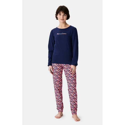 Pyjama Femme Rose Pomme - Taille 4 - 100% Coton Imprimé Cœurs - Orange - Neuf Avec étiquettes