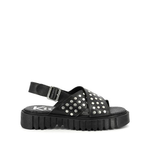 Sandales en cuir kick fact avec studd Kickers noir La Redoute