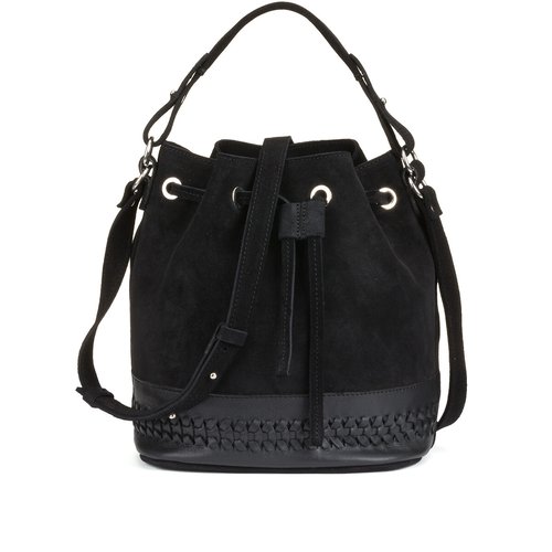 Sac seau en cuir fabrique en europe La Redoute Collections noir La Redoute
