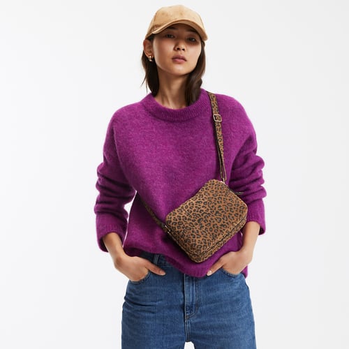 MFTJYO Women's Brown Leopard Animal Print Crossbody Bag, Satchel Handbag With Adjustable Chain Strap, 7.48x5.9x3.54in: Handbags