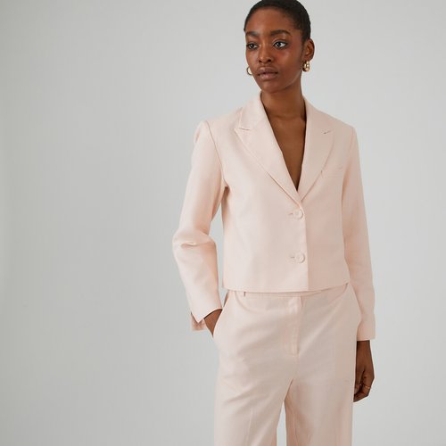 Veste spencer en coton et lin La Redoute Collections rose nude La Redoute