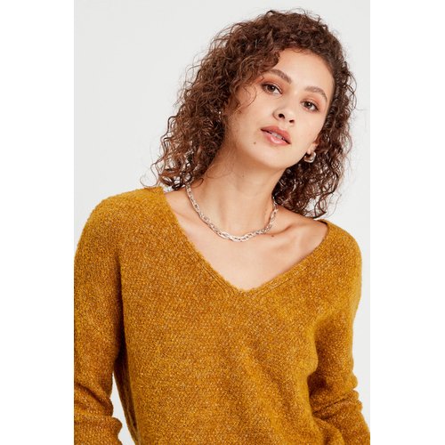 Pull manches longues col en v camel Cache Cache La Redoute