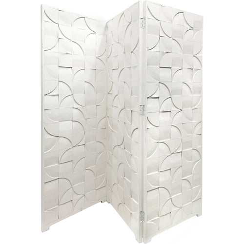 Decomonkey Paravent Décoratif Pierre Bois Abstrait 225x172 Cm - 5 Panneaux - Gris Vert Blanc