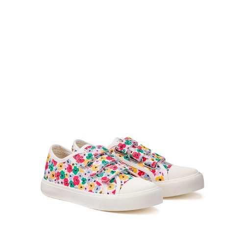 Kids floral canvas trainers with touch n close fastening multi coloured La Redoute Collections La Redoute