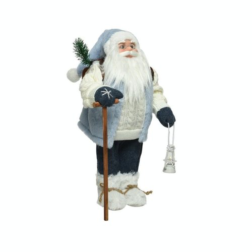 Pere noel en habits blancs et bleus h45 cm Couleur bleu Pier Import La Redoute