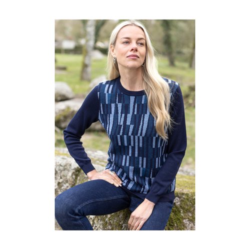 Pull graphique en laine francais B.SOLFIN Fabrique en France 100 LAINE MERINOS
