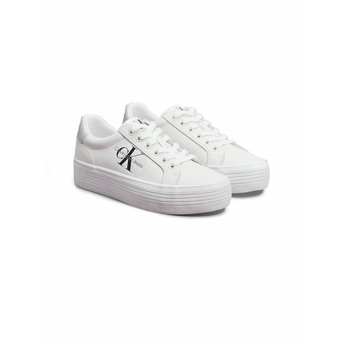 Leather vulcanized platform trainers white silver coloured Calvin Klein Jeans La Redoute