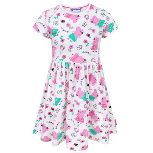 Robe Peppa Pig Fille été - Tulle Pailleté - Manches Courtes - 100% Coton - Pour Anniversaire/fête