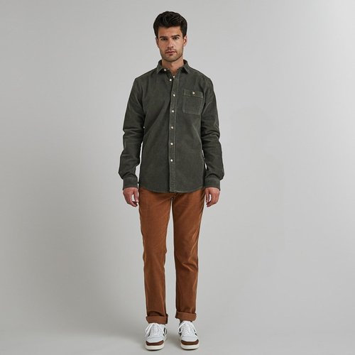 Chemise classique coton onca vert kaki Faguo La Redoute