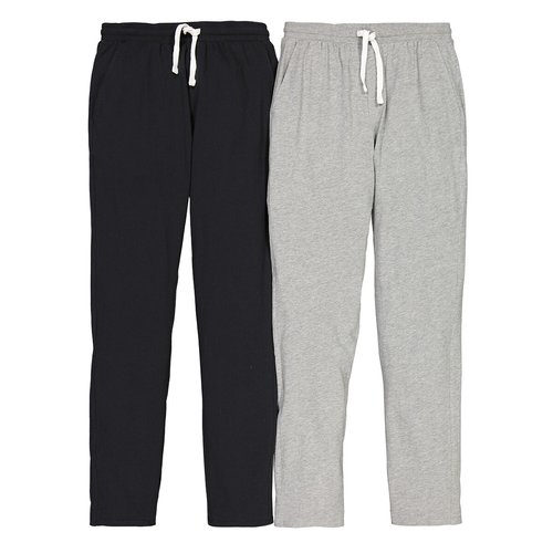 Pack of 2 pyjama bottoms in cotton black grey La Redoute Collections La Redoute