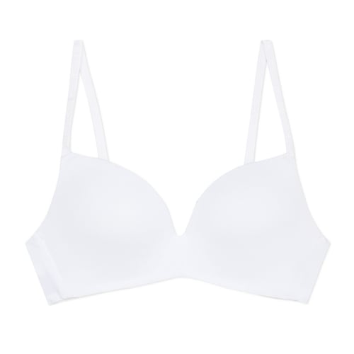 Soutien-gorge 85A Sans Armature - Blanc à Rayures, Coton/élasthanne, Réglable, Occasion Très Bon état