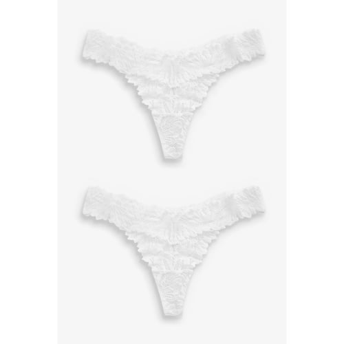 String Blanc Strings confortables en dentelle, lot de 2 blanc Next | La Redoute