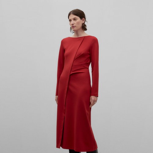Robe midi a fente rouge Adolfo Dominguez La Redoute