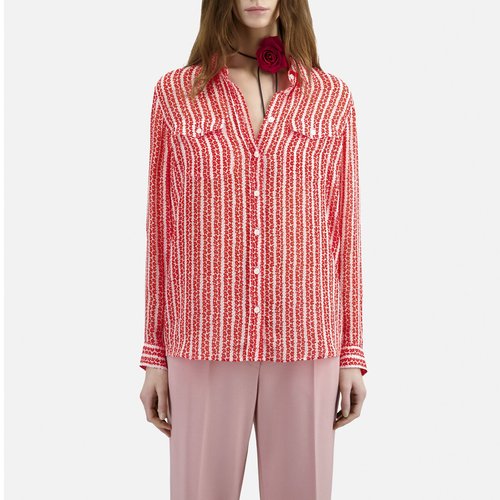 Chemise manches longues imprime The Kooples rouge blanc La Redoute