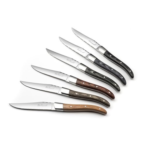 Coffret Bois 6 Couteaux à Steak Laguiole - Restaurant Les Trois Gros (édition Rare)