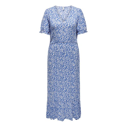 Halflange jurk bedrukt blauw wit Only Carmakoma La Redoute