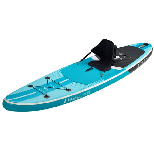 GYMAX Paddle Gonflable Adulte, Charge Maximale 130 kg, Stand Up Paddle Gonflable avec Ailerons, 305x76x16 CM, Board Gonflable en PVC avec Sac de Transport et Pagaie Réglable 160-210 CM