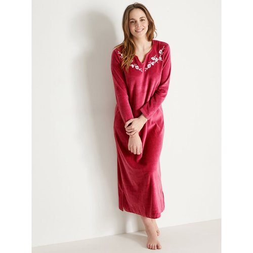 Robe d hotesse encolure brodee prune Daxon La Redoute
