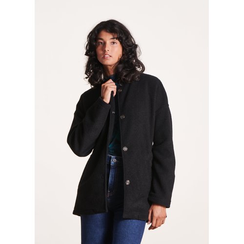 Manteau court ceinture en laine noir La Fee Maraboutee La Redoute
